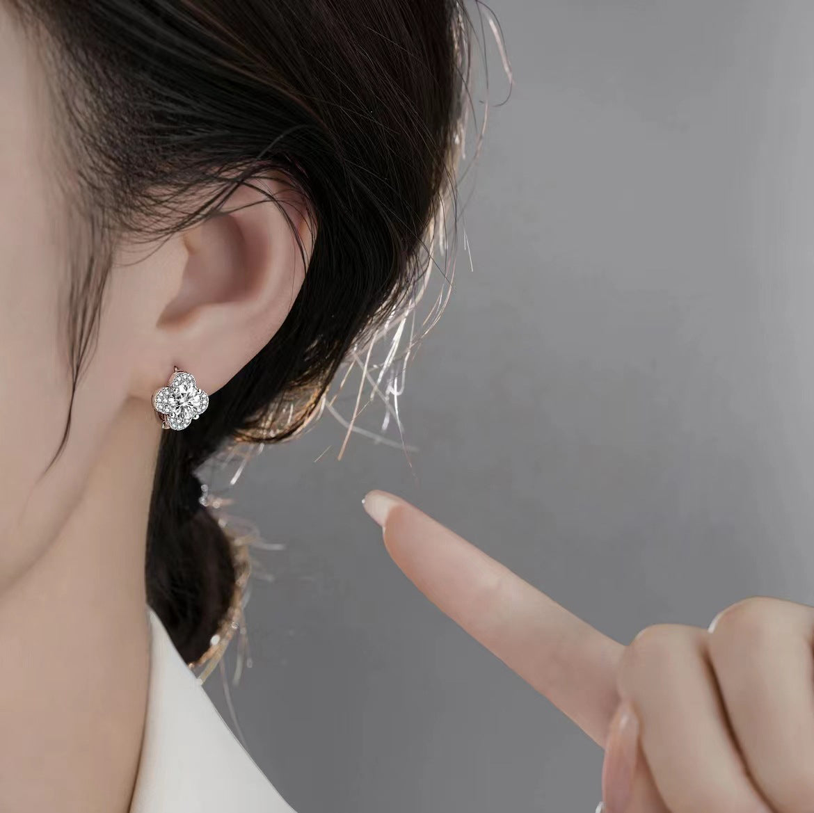Aretes de Trébol | Oro blanco