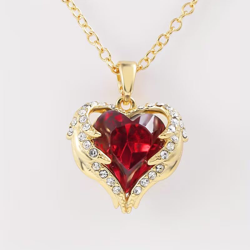 Collar de Ángel de Corazón Rubí Embrace | Oro