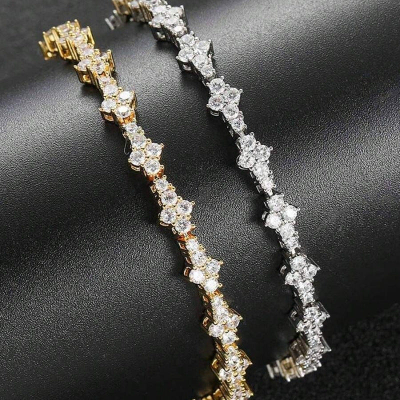 Pulsera Tennis Clásica de Racimo | Oro blanco