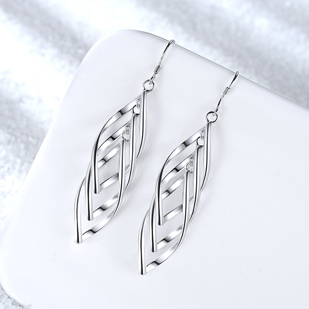 Aretes de Onda Woven Solenne | Oro blanco