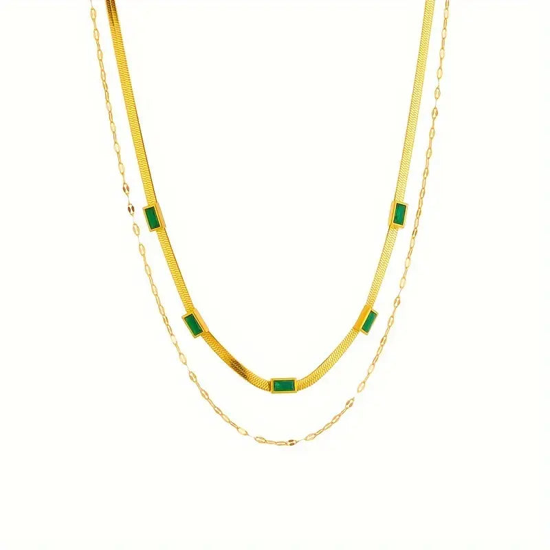 Collar Sorella Gem Double-Layer Retro | Oro