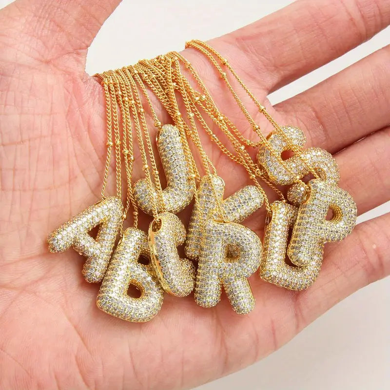 Set de Collar con Inicial Tipo Burbuja | Oro