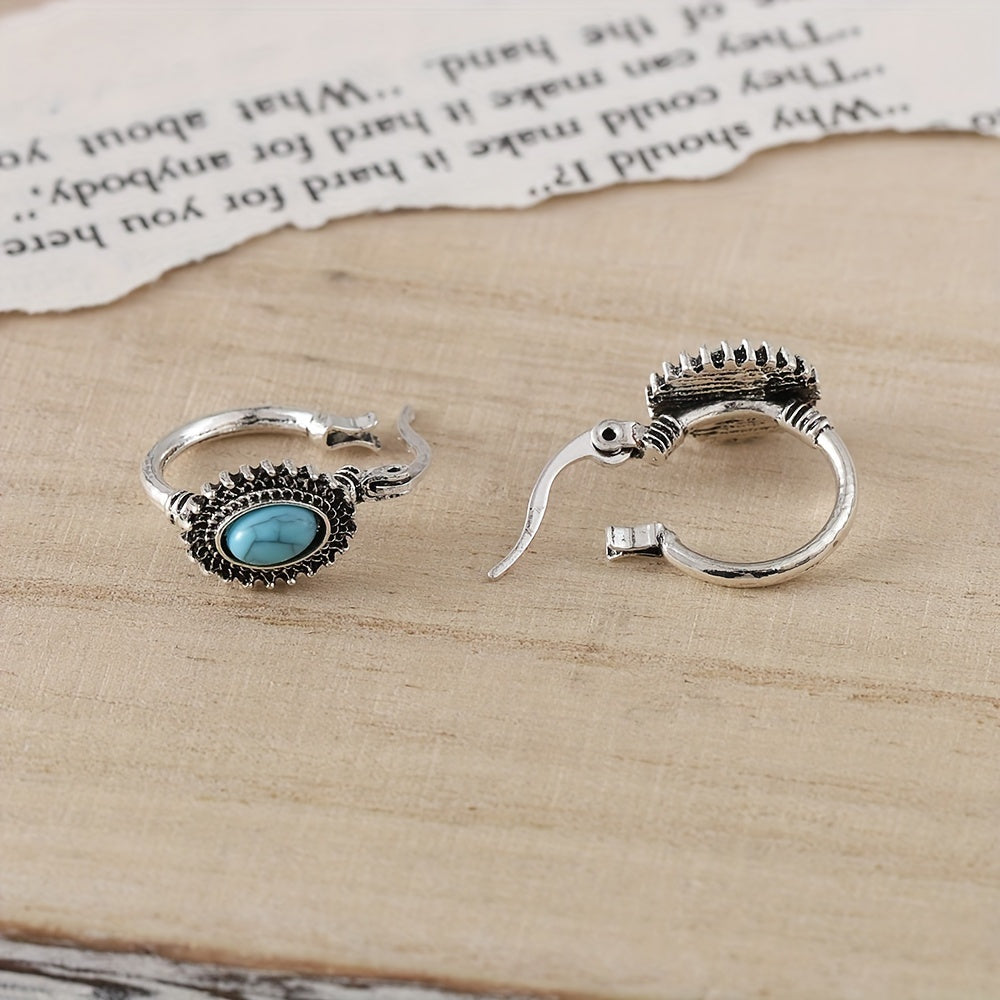 Aretes de Aro de Turquesa Crest | Oro blanco