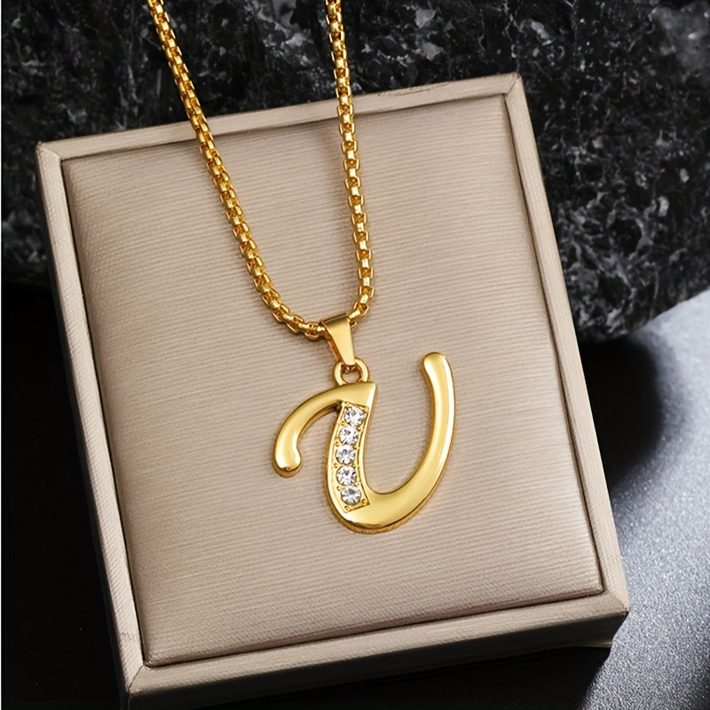 Collar con Inicial y Detalle de Cristal | Oro
