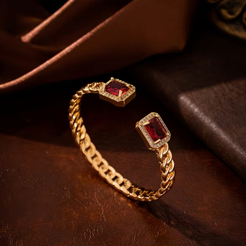 Pulsera Abierta Rubí Veloria | Oro