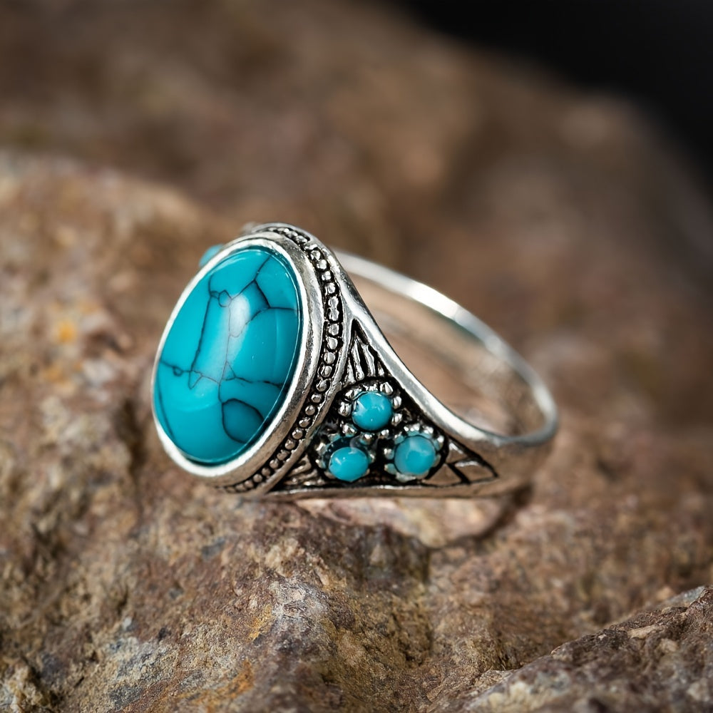 Anillo de Piedra Azul Nomad | Oro blanco