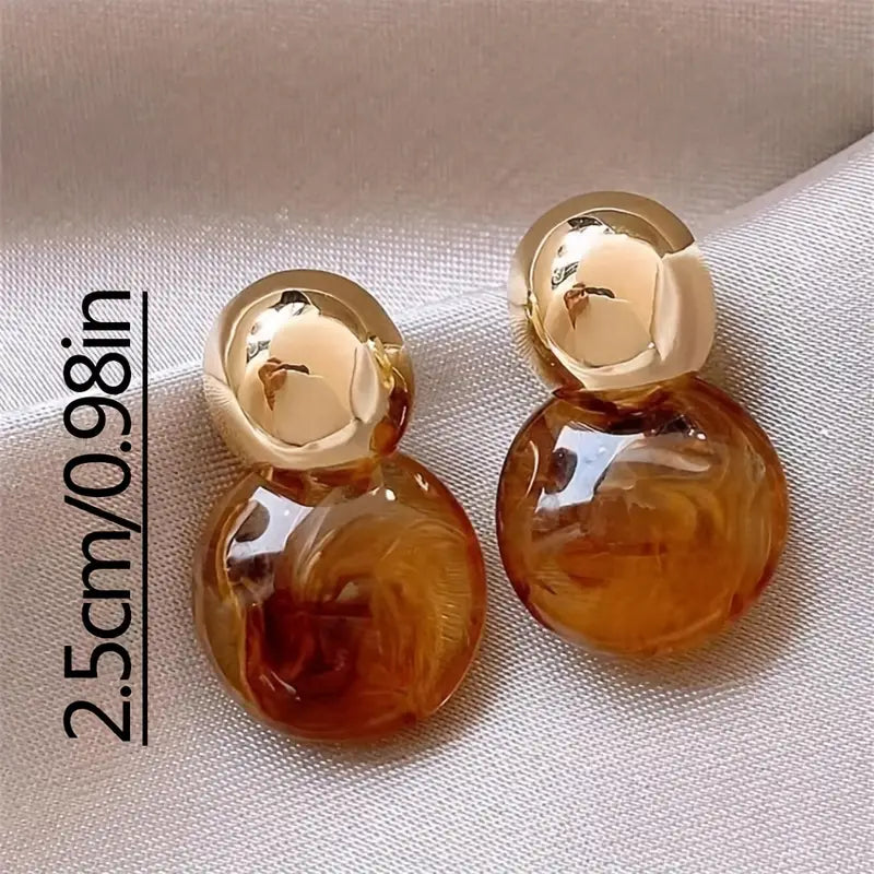 Aretes Colgantes de Ámbar Aurélie | Oro