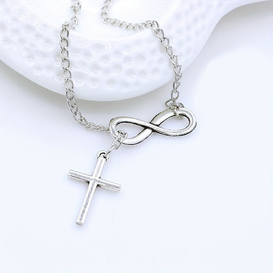 Collar con Colgante de Cruz Eterna | Oro blanco