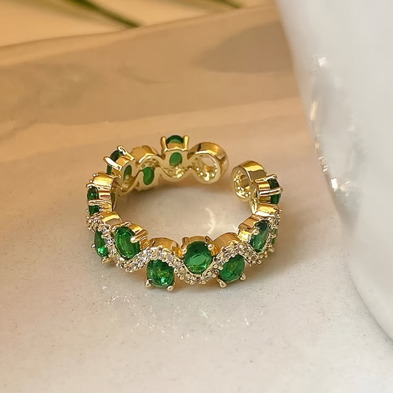 Anillo Abierto Esmeralda Calira Sparkling | Oro