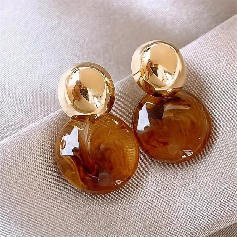Aretes Colgantes de Ámbar Aurélie | Oro