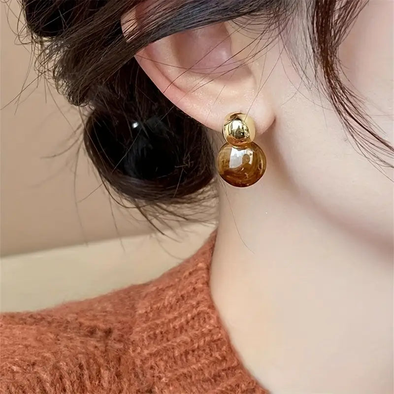 Aretes Colgantes de Ámbar Aurélie | Oro