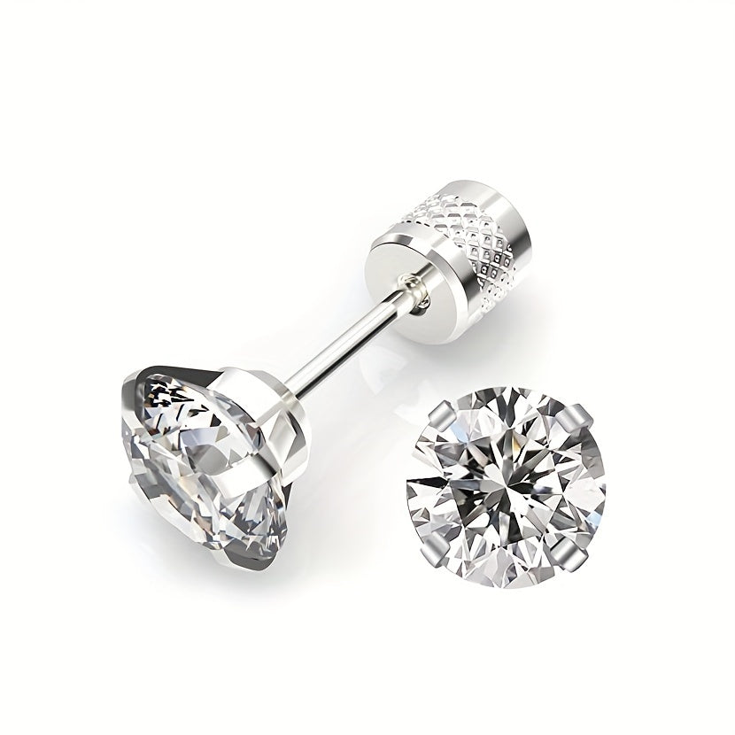 Aretes Clásicos Solitario | Oro blanco