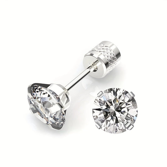 Aretes Clásicos Solitario | Oro blanco