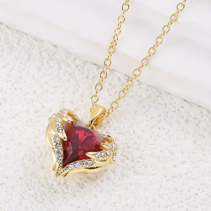 Collar de Ángel de Corazón Rubí Embrace | Oro