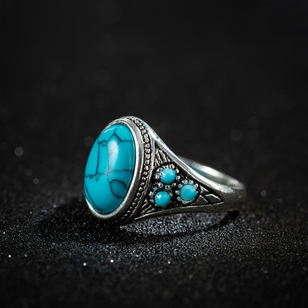 Anillo de Piedra Azul Nomad | Oro blanco