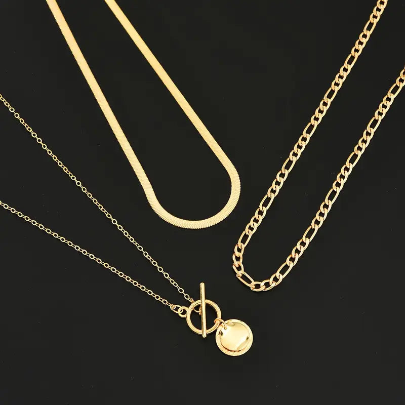 Collar en Capas con Moneda Texturizada Savira | Oro