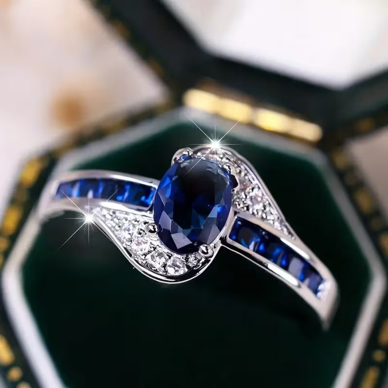 Anillo Zafiro Flow | Oro blanco