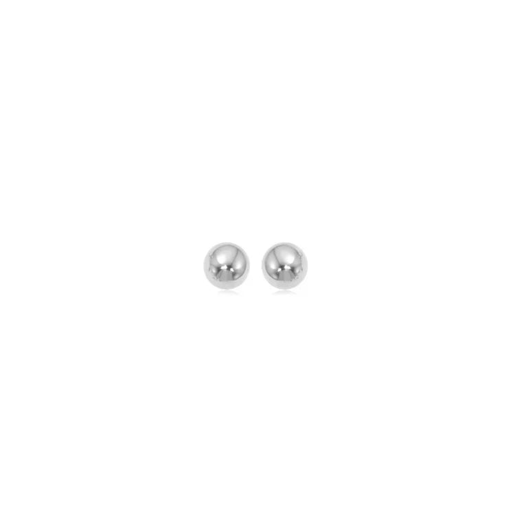 Aretes de Botón de Esfera | Oro blanco