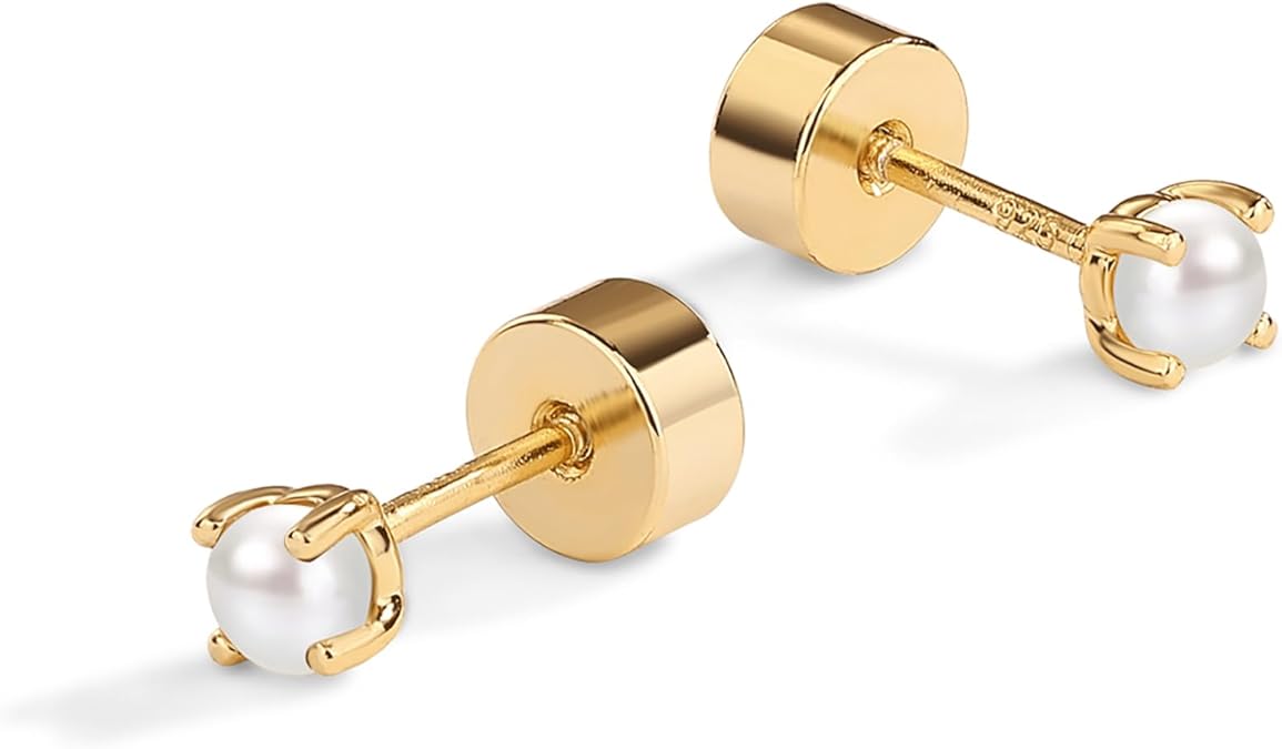Aretes de Botón de Perla Delicados | Oro