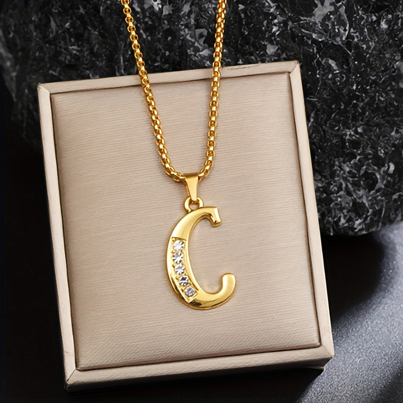 Collar con Inicial y Detalle de Cristal | Oro