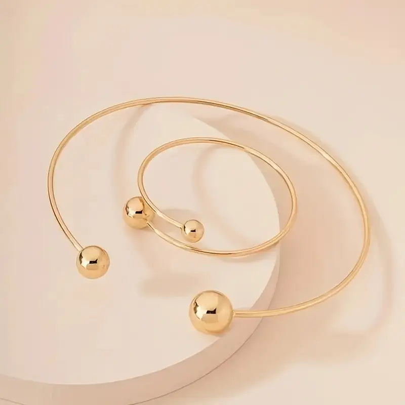 Set de Gargantilla y Brazalete Brillo Minimalista | Oro