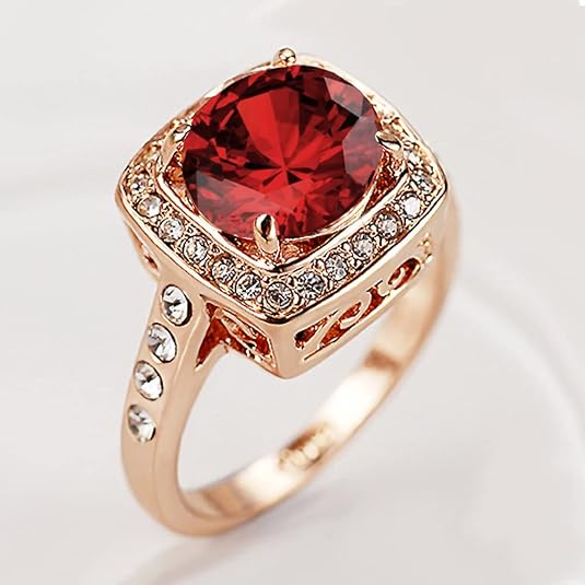 Anillo Llamativo Halo Rubí | Oro rosa