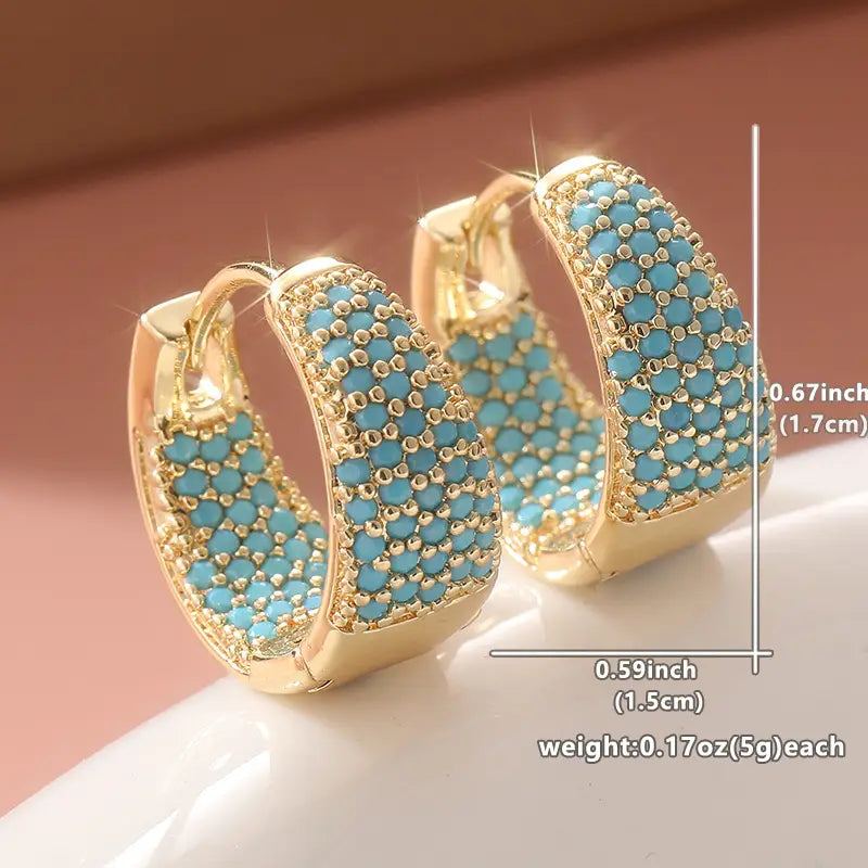 Aretes de Aro con Cuentas de Turquesa Tono Dorado | Oro