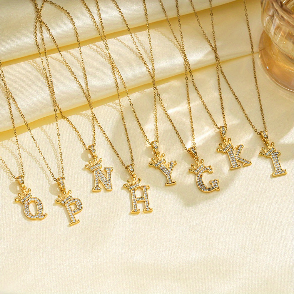 Collar con Inicial y Corona | Oro