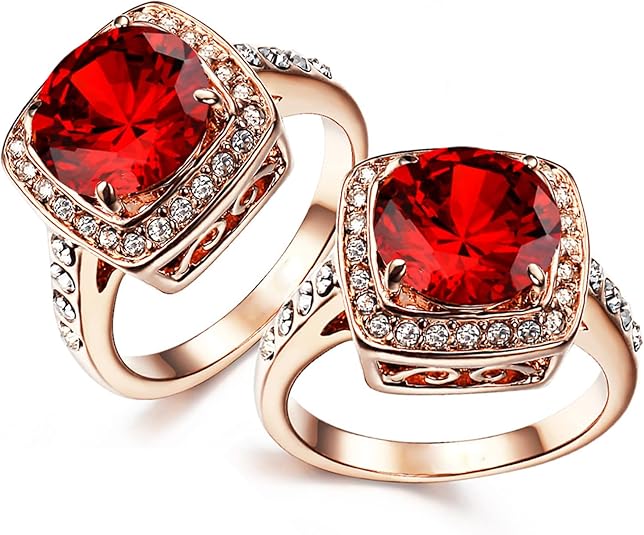 Anillo Llamativo Halo Rubí | Oro rosa