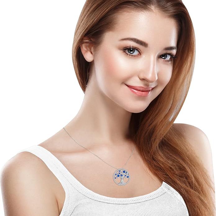 Collar Zafiro Tree Life | Oro blanco