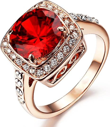 Anillo Llamativo Halo Rubí | Oro rosa