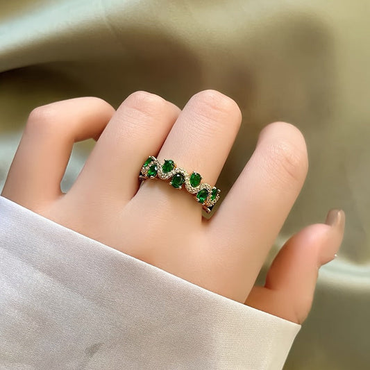 Anillo Abierto Esmeralda Calira Sparkling | Oro