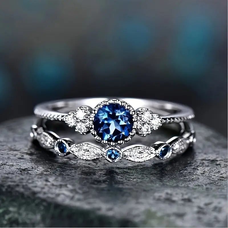 Set de Anillos de Corona Sapphriel | Oro blanco