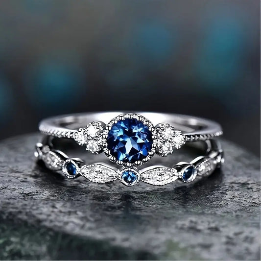 Set de Anillos de Corona Sapphriel | Oro blanco