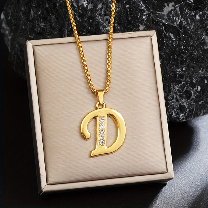 Collar con Inicial y Detalle de Cristal | Oro