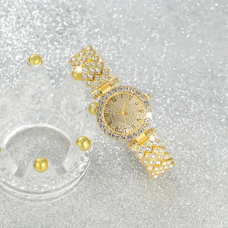 Set de Reloj y Pulsera Resplandor de Lujo | Oro