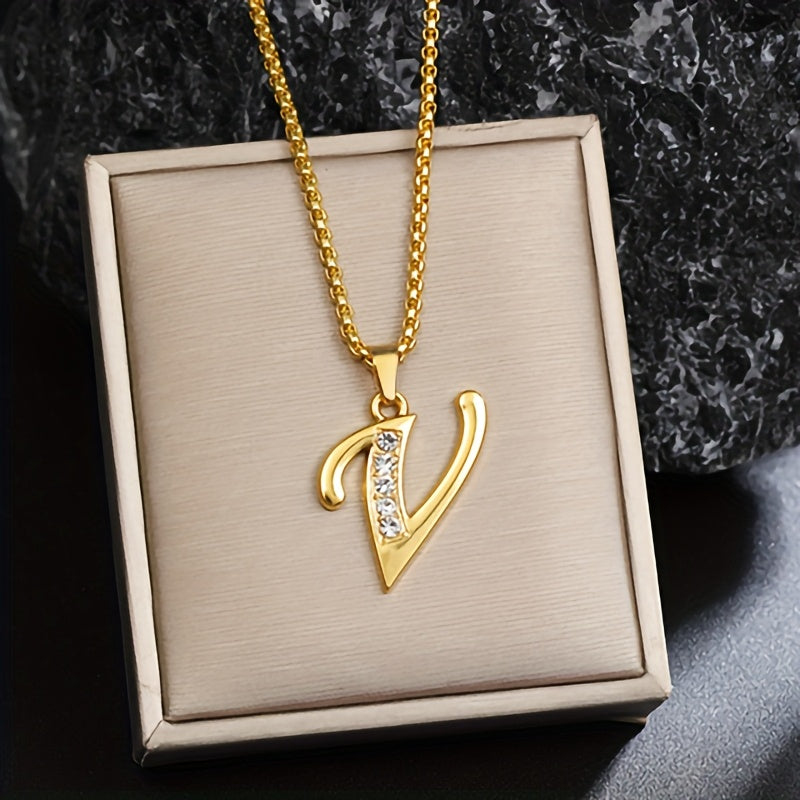 Collar con Inicial y Detalle de Cristal | Oro