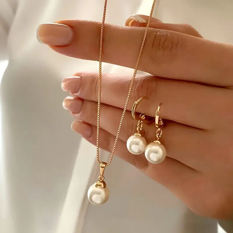 Set de Joyas de Perla Gracia Dorada | Oro