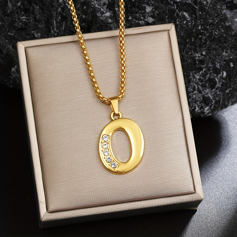 Collar con Inicial y Detalle de Cristal | Oro