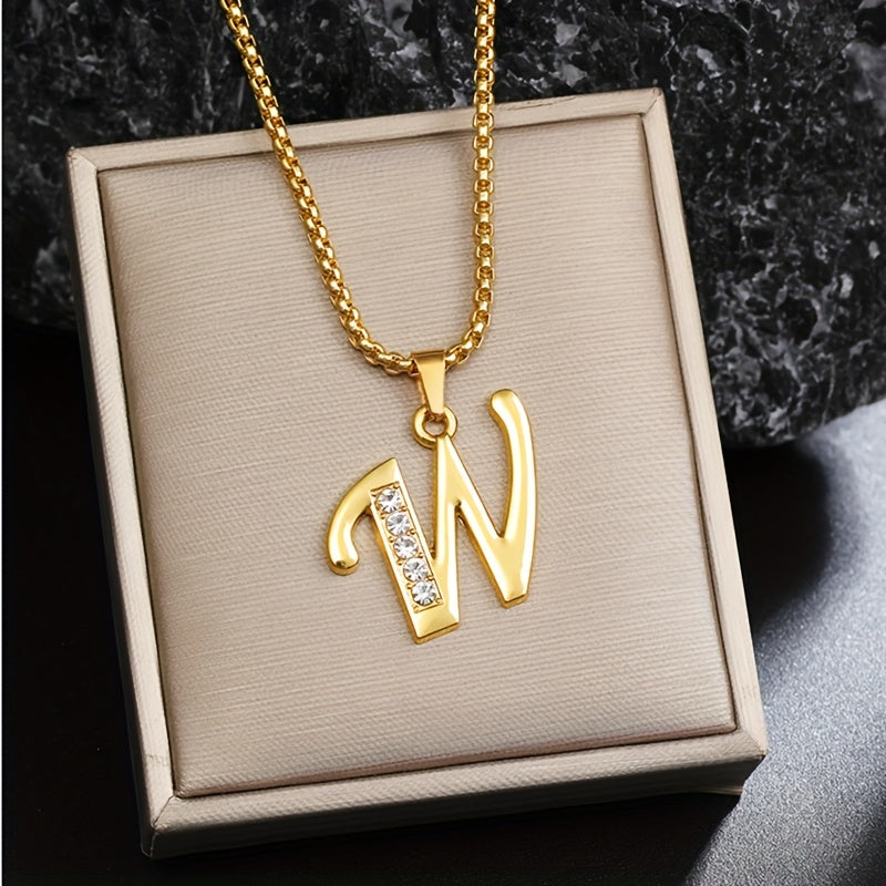 Collar con Inicial y Detalle de Cristal | Oro