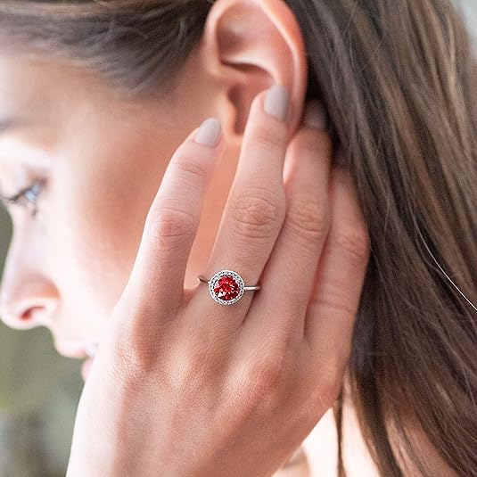 Anillo Brillo de Promesa Rubí Crimson | Oro blanco