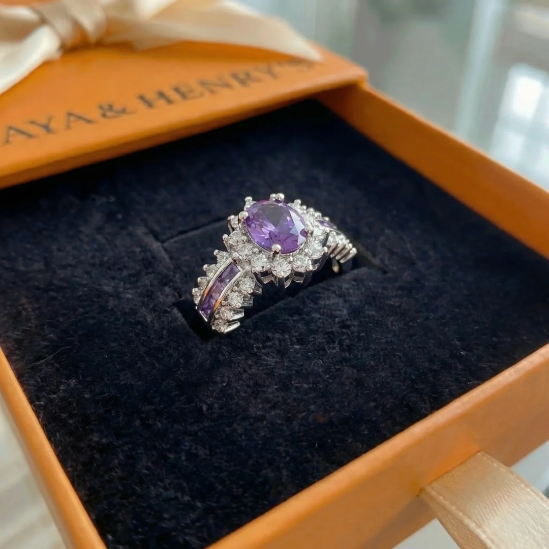 Anillo de Corona Amethyne Twilight | Oro blanco