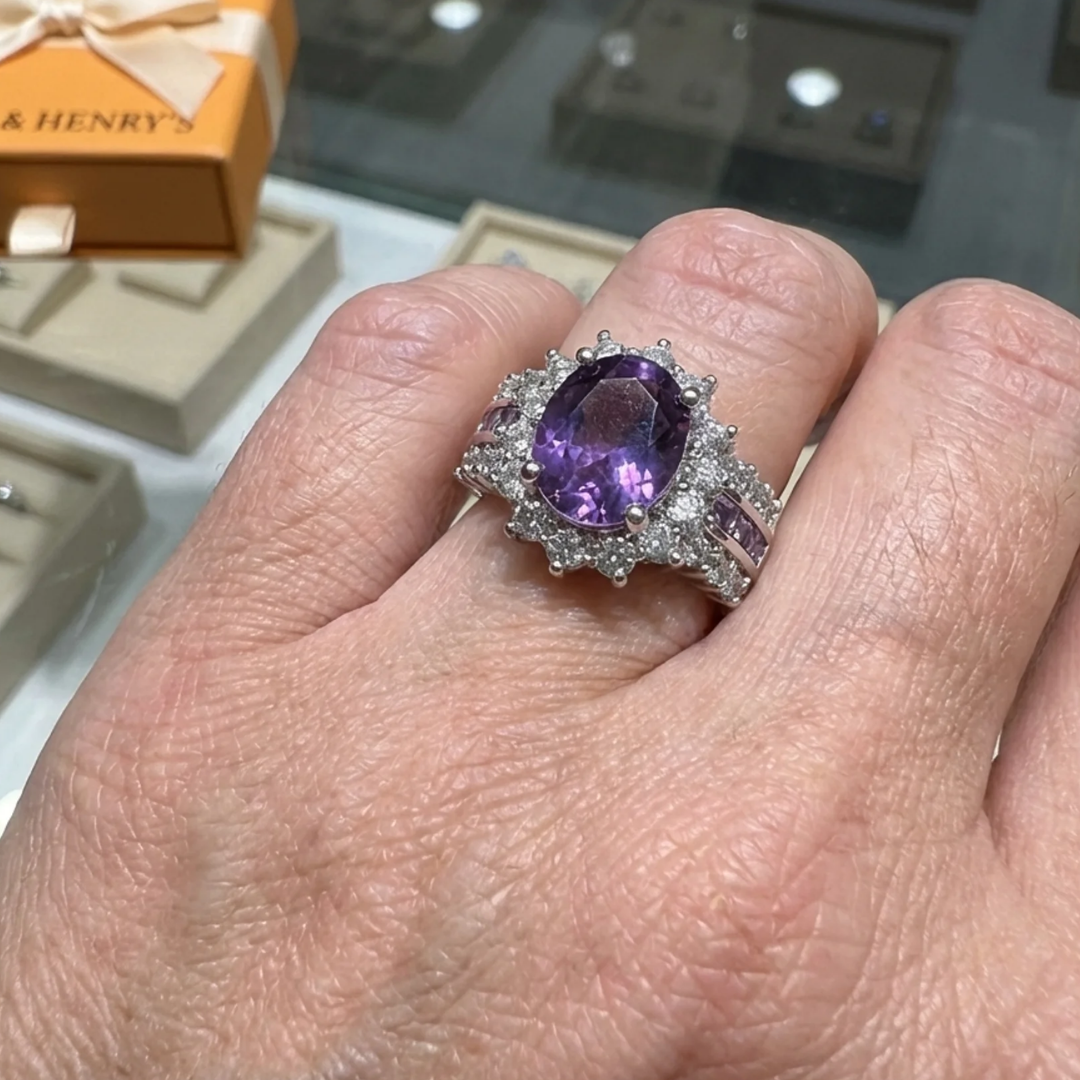 Anillo de Corona Amethyne Twilight | Oro blanco