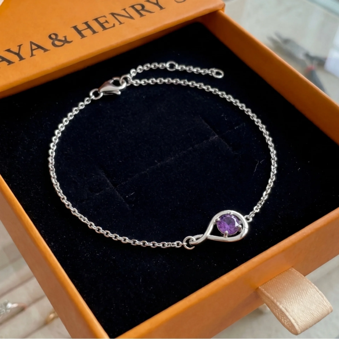 Pulsera Infinito Amatista | Oro blanco