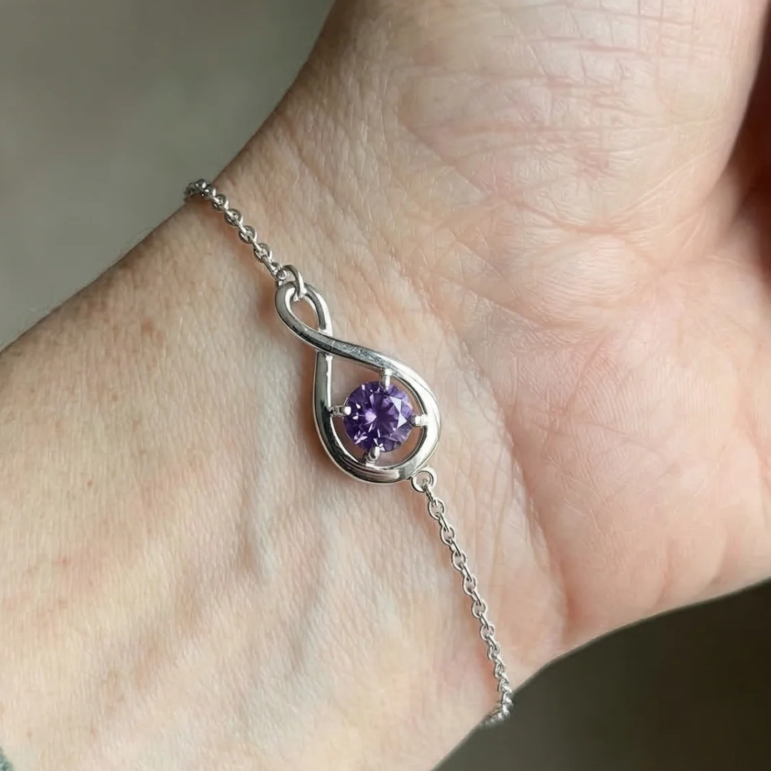 Pulsera Infinito Amatista | Oro blanco