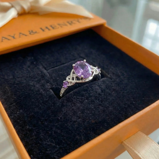 Anillo de Nudo Amatista | Oro blanco