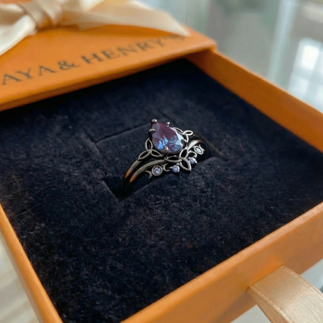 Anillo Amatista Layers | Oro blanco