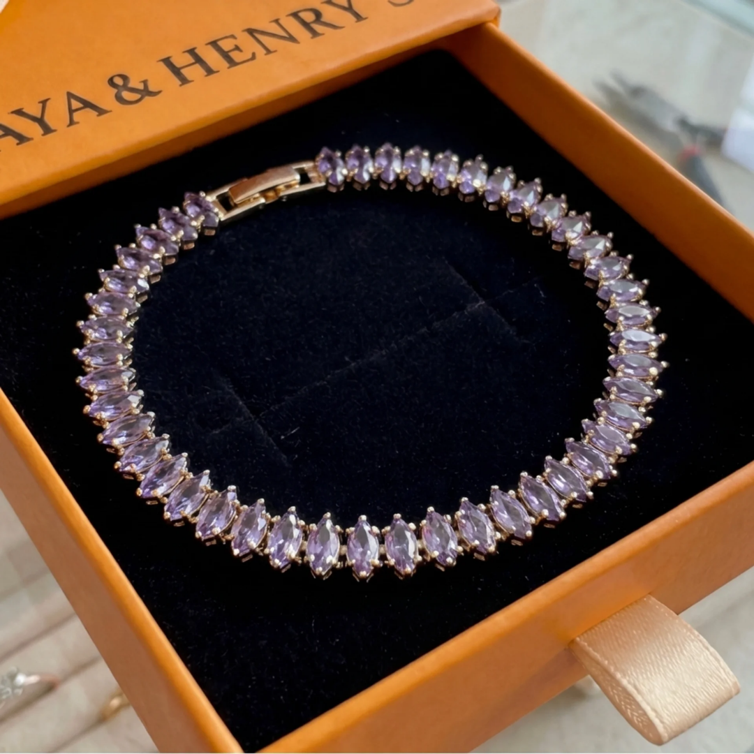 Pulsera Tennis Amatista Marquise | Oro