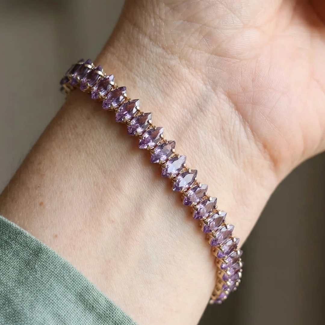 Pulsera Tennis Amatista Marquise | Oro