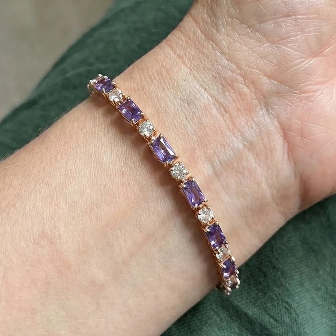 Pulsera Tennis Amatista Prism | Oro rosa